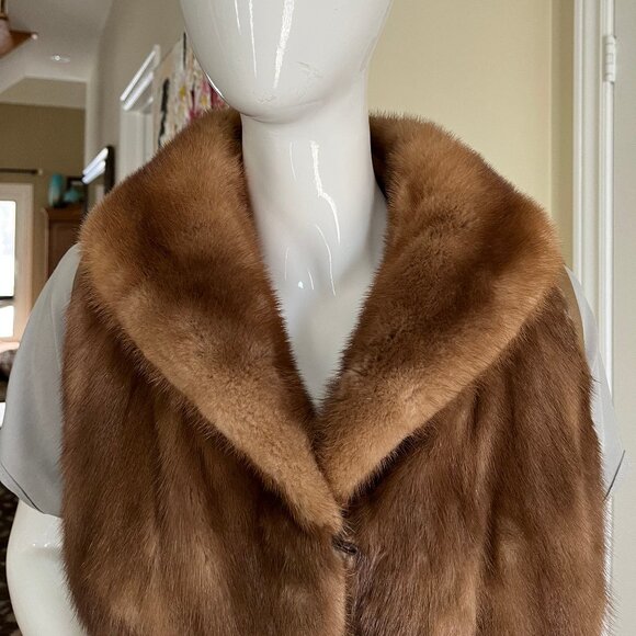 Mink Fur Vest in Cognac Colour - Vintage - Authentic - Picture 1 of 17